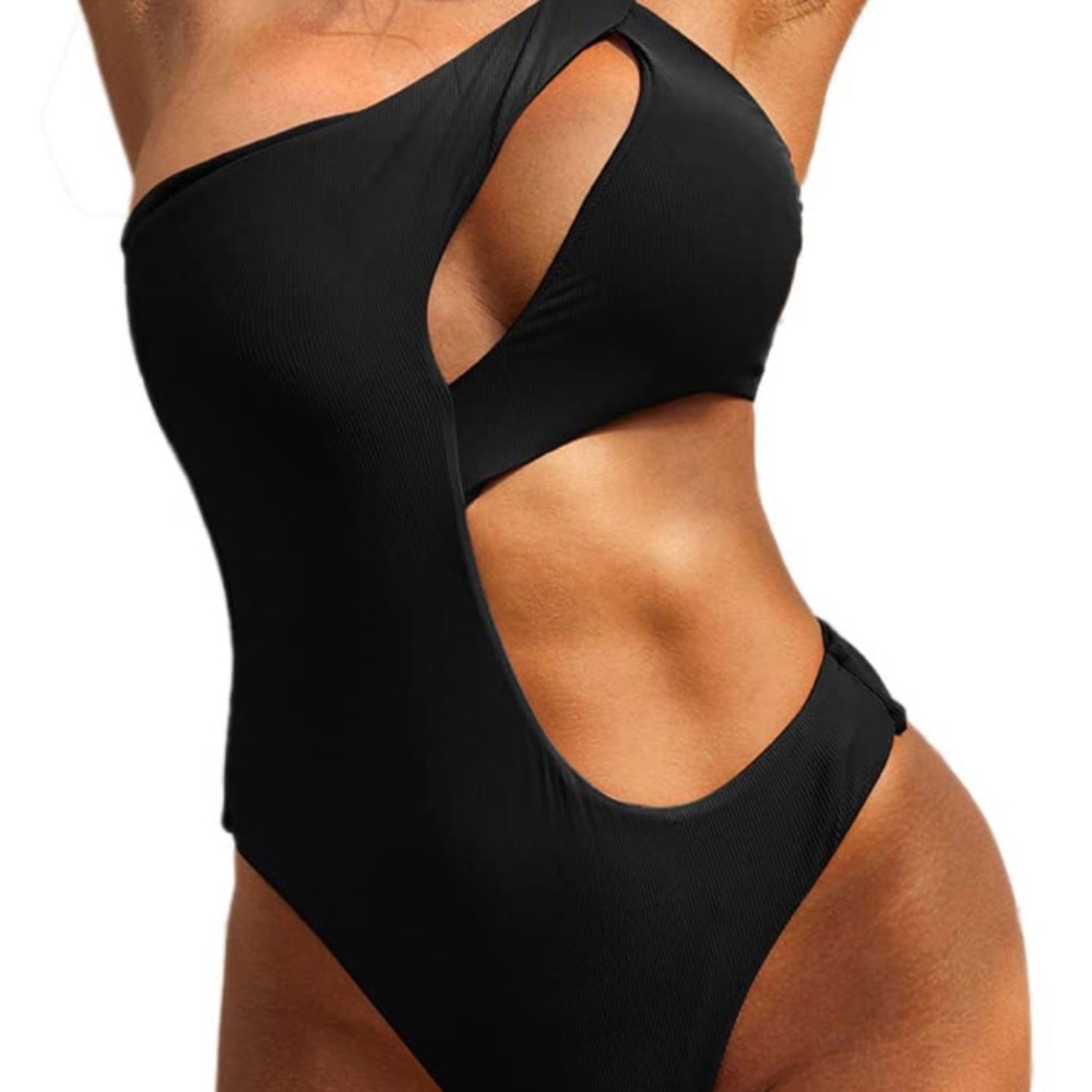 ZAFUL One Shoulder Ribbed Bikini Cutout One-Piece Swimsuit